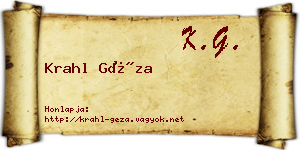 Krahl Géza névjegykártya